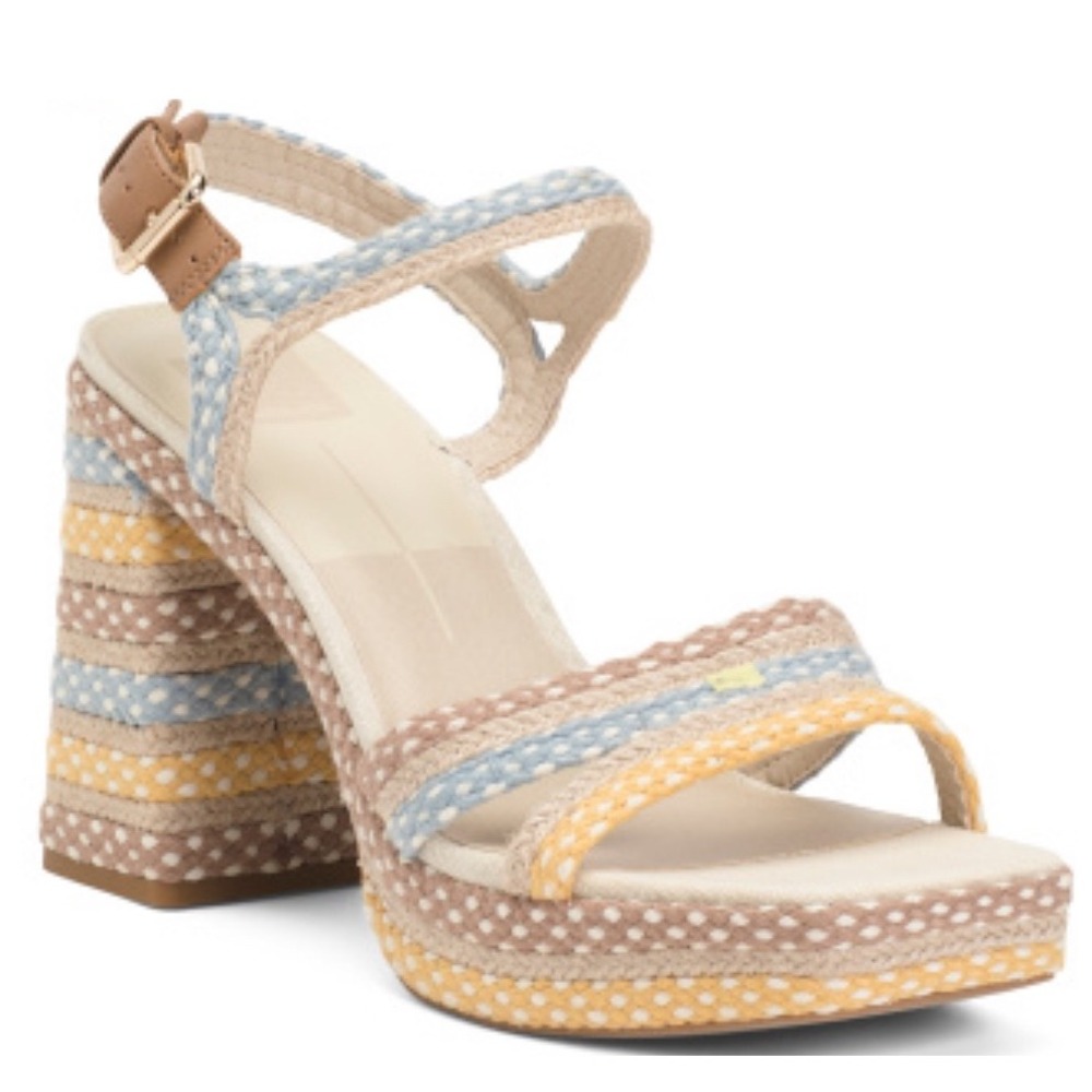 NEW Dolce Vita Arnela Citrus‎ Multi Woven Platform Block Heel Sandals Size 11